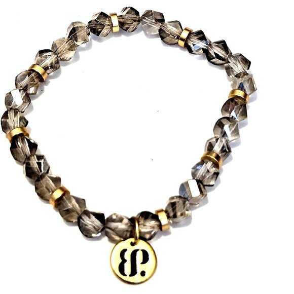 Bomb Party 2022 Holiday Stacks Single Faux Smokey Quartz Gray Beaded Bracelet - Picture 1 of 2